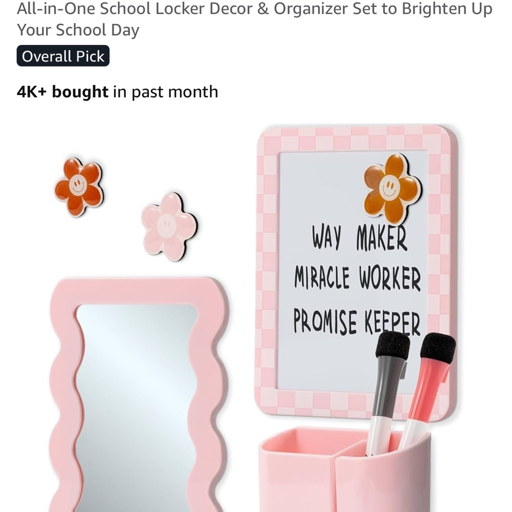 Pink Locker Decor & Organizer Set